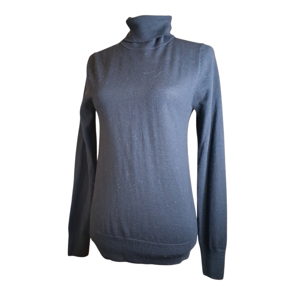 J Crew Women's Black Merino Wool Turtleneck Sweater Size Medium